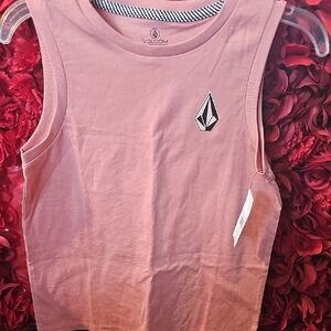 Volcom NWT Kids Pink Sleeveless Muscle Tank Top Size Small 7/8